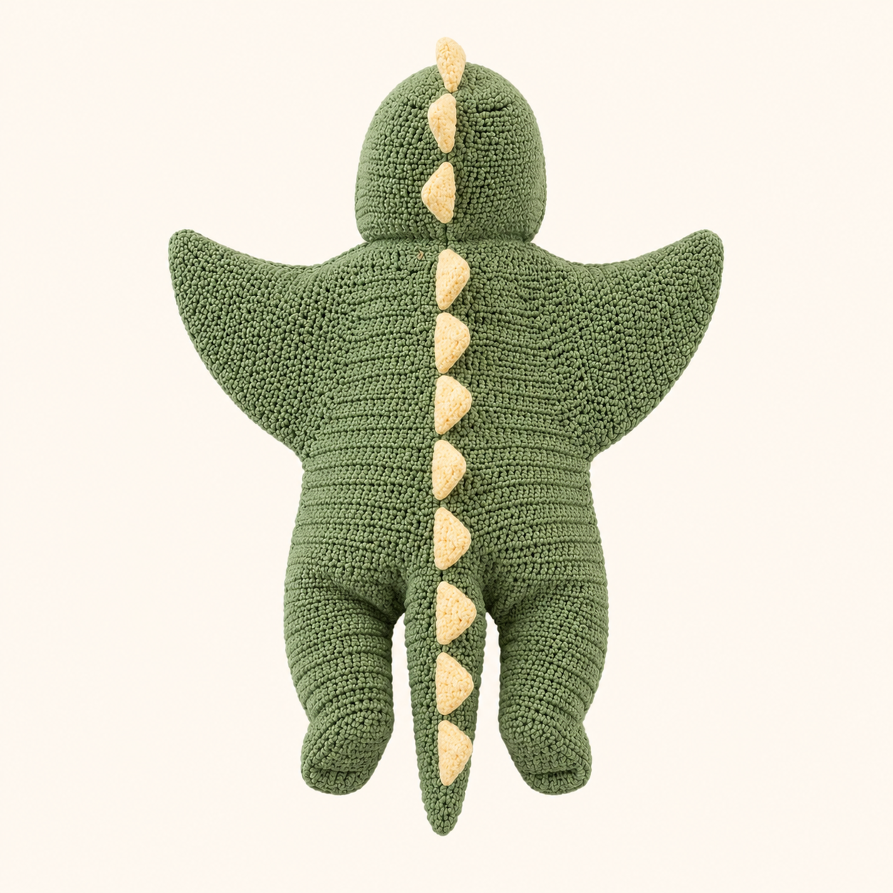 Cozy Baby Dino Star Suit, back view showing dinosaur tail and spike details