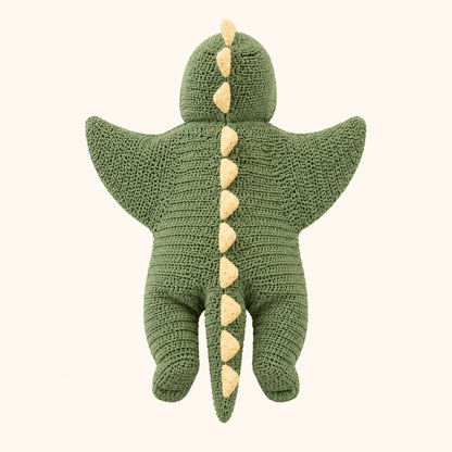 Cozy Baby Dino Star Suit, back view showing dinosaur tail and spike details