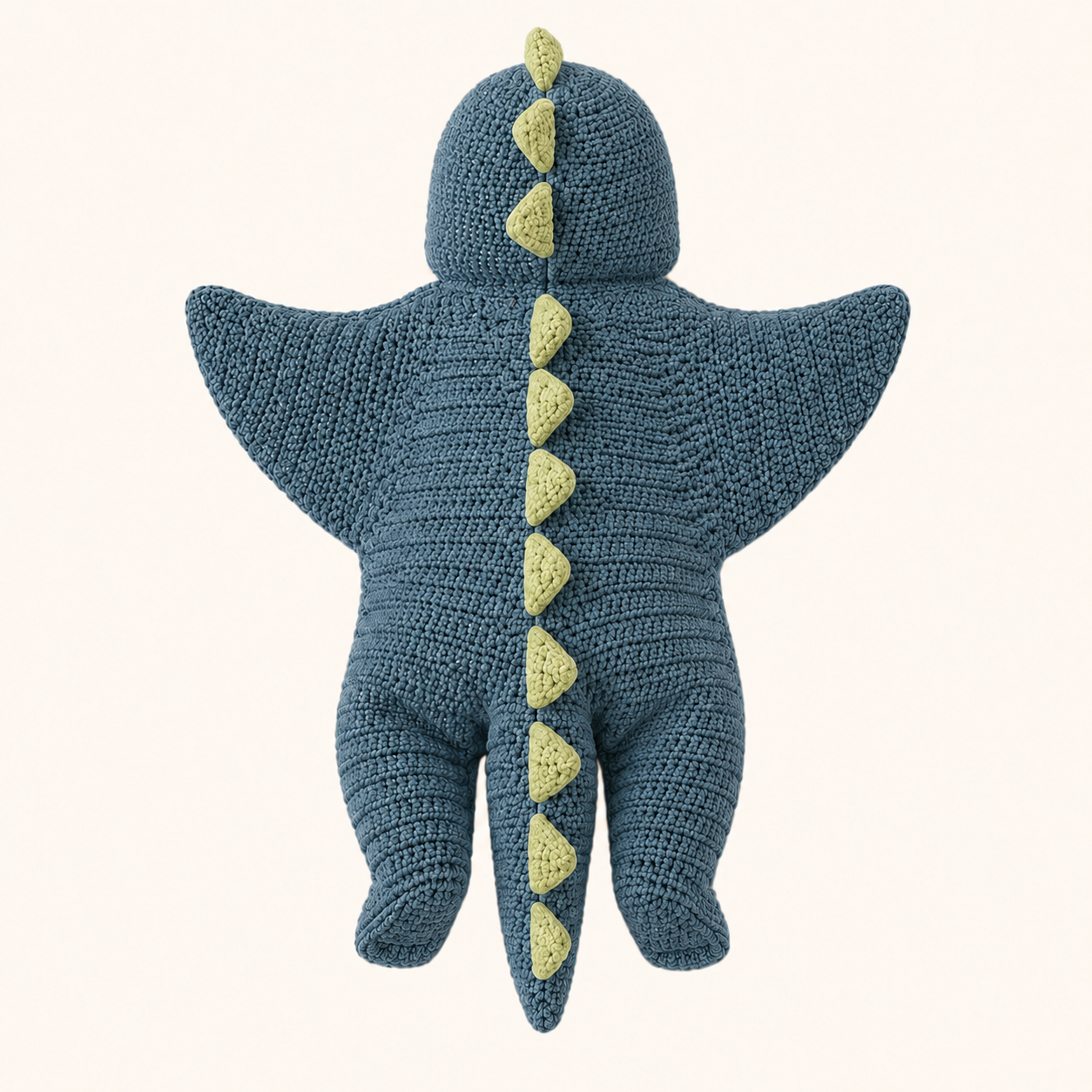 Cozy Baby Dino Star Suit detail shot, cotton and acrylic crochet yarn texture